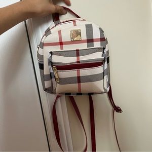Brand new plaid faux leather mini backpack